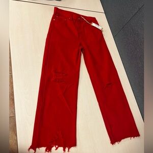 Denimist Pierce High Rise Distressed Red Women Jeans